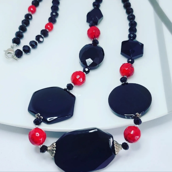 Black agate beads necklace - Picture 2 of 4